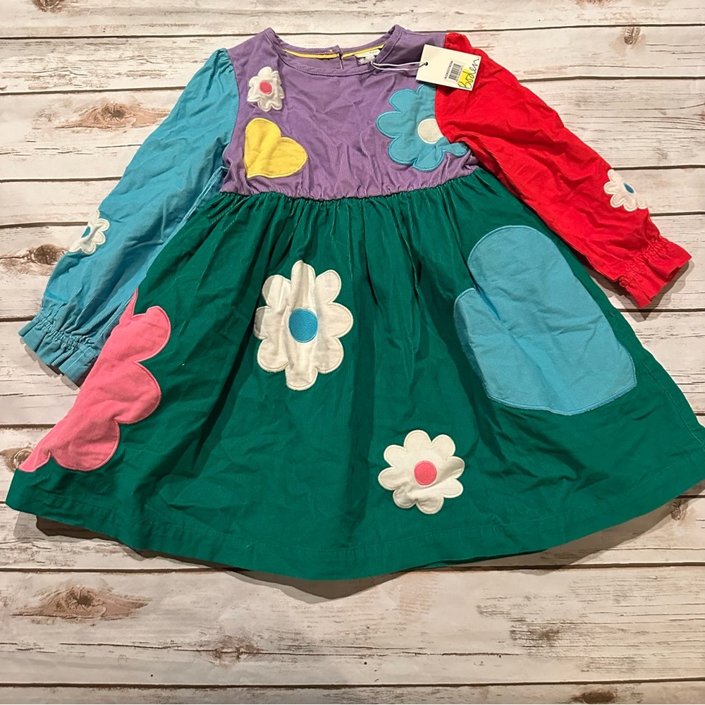 Mini boden floral cord dress nwt 6/7